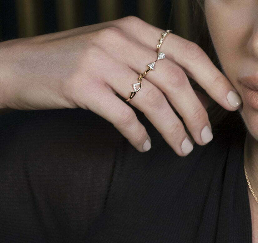 טבעת יהלומים, זהב 14K, משובצת 0.10 קראט יהלומים, דגם RD3470