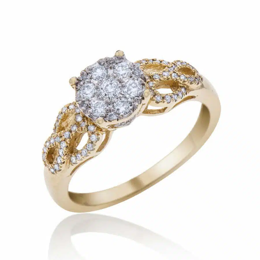 טבעת יהלומים, זהב 14K, משובצת 0.45 קראט יהלומים, דגם RD16-3506