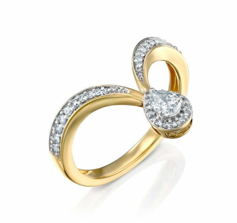 טבעת יהלומים, זהב K14, משובצת 0.33 קראט יהלומים, דגם RDRF16866