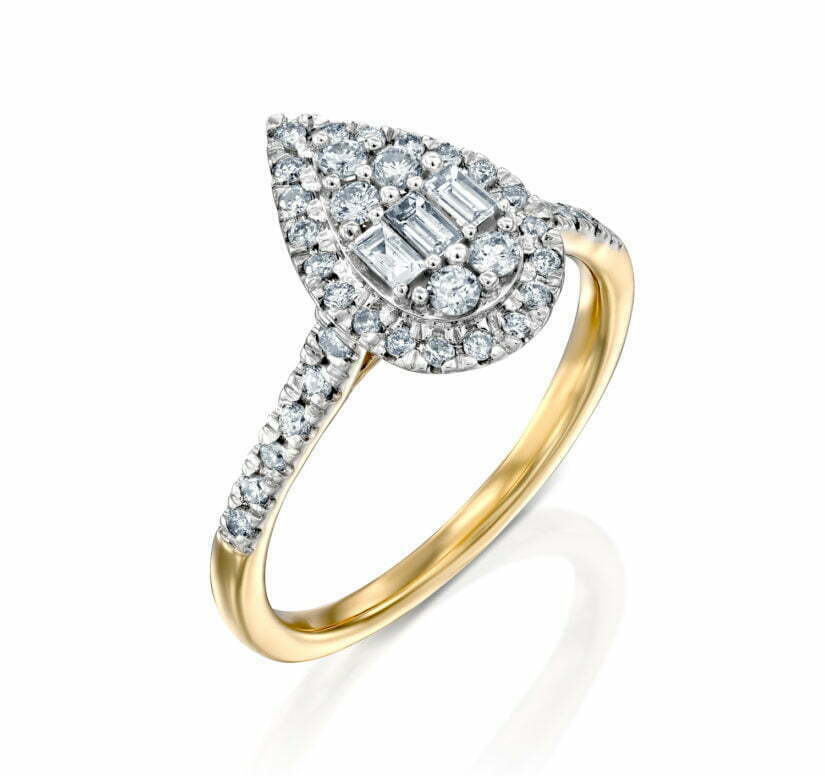 טבעת יהלומים טיפה, זהב K14, משובצת 0.50 קראט יהלומים, דגם RDRF17428