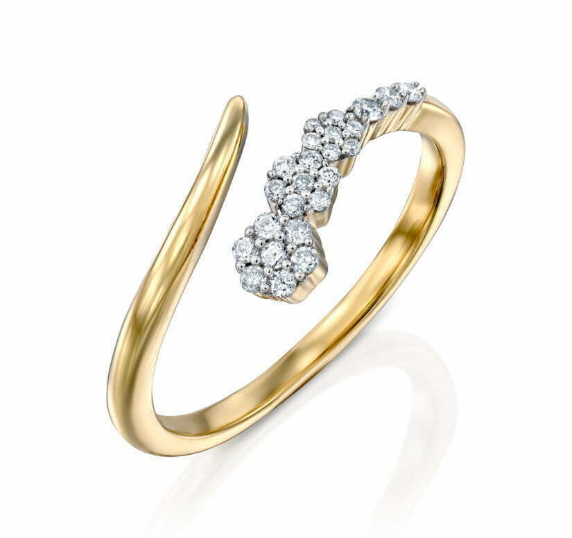 טבעת יהלומים, זהב K14, משובצת 0.15 קראט יהלומים, דגם RDRF18052