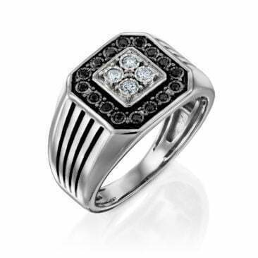 טבעת חותם יהלומים לגבר, זהב 14K, משובצים 0.20 קראט יהלומים, דגם RDRX1881A1