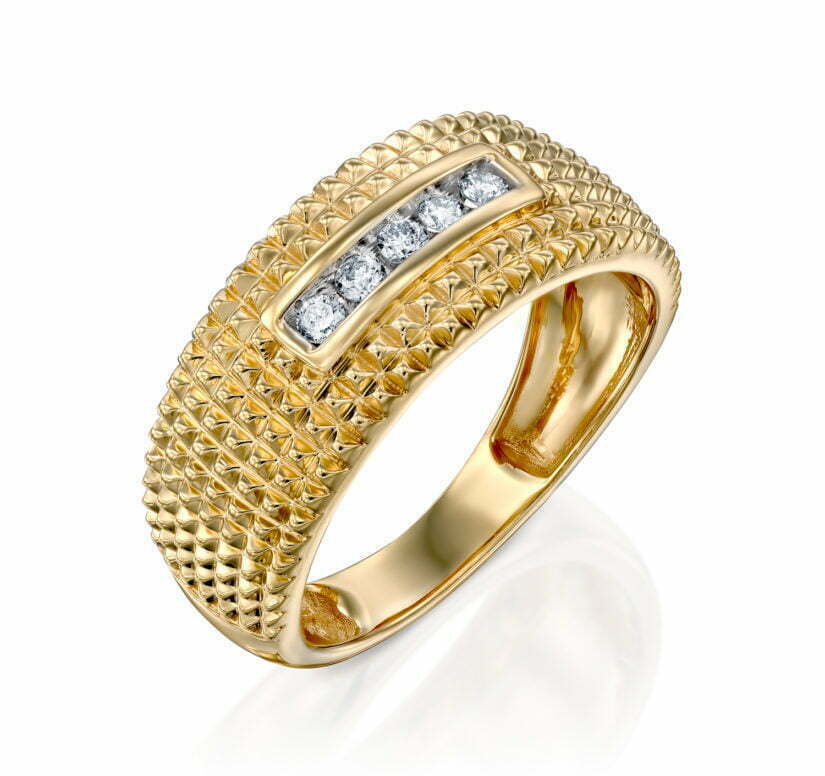 טבעת יהלומים יוניסקס, זהב 14K, משובצים 0.15 קראט יהלומים, דגם RDRX2258