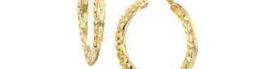 עגילי חישוק מעוצבים, זהב צהוב 14K, קוטר 15 מ"מ, דגם E435-OR260-15