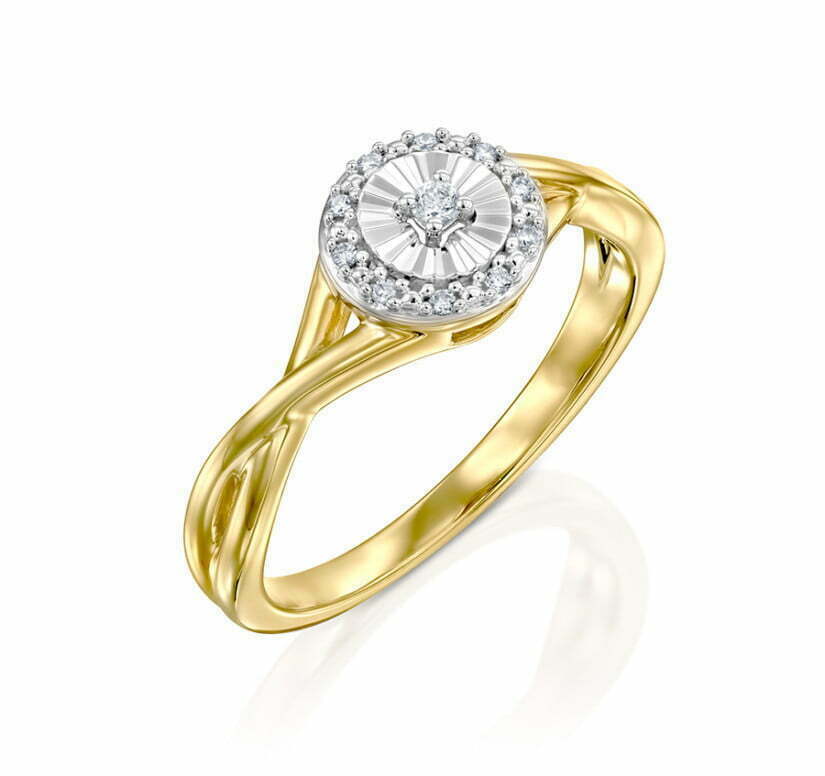 טבעת יהלומים, זהב K14, משובצת 0.15 קראט יהלומים, דגם RDRF12778