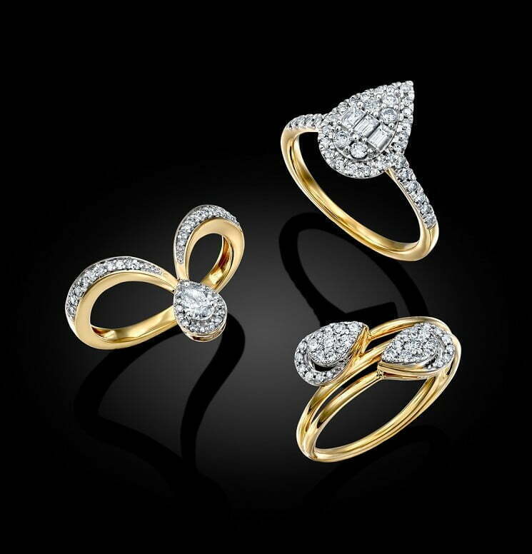 טבעת יהלומים טיפה, זהב K14, משובצת 0.50 קראט יהלומים, דגם RDRF17428