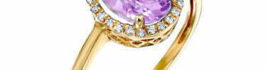 טבעת אבן אמטיסט ויהלומים, זהב 14K, משובצת 0.07 קראט יהלומים, דגם RD3565AM