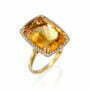 טבעת אבן סיטרין ויהלומים, זהב 14K, משובצת 0.25 קראט יהלומים, דגם RD3815CT