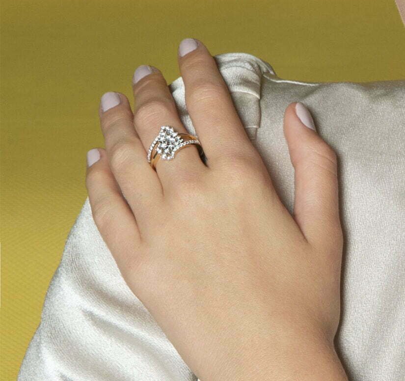 טבעת יהלומים בעיצוב מינימליסטי, זהב 14K, משובצת 0.75 קראט יהלומים, דגם RDRF17763