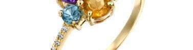 טבעת אבני חן ויהלומים,14K זהב, משובצת 0.05 קראט יהלומים וקוקטייל אבני חן, דגם RD3651A