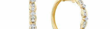 עגילי חישוק יהלומים מזהב K14, קוטר 22 מ"מ, משובצים 0.50 קראט יהלומים, דגם EDEF18884