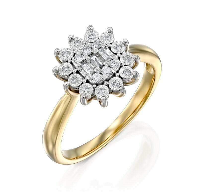 טבעת יהלומים, זהב 14K משובצת 0.15 קראט יהלומים, דגם RDRF17480