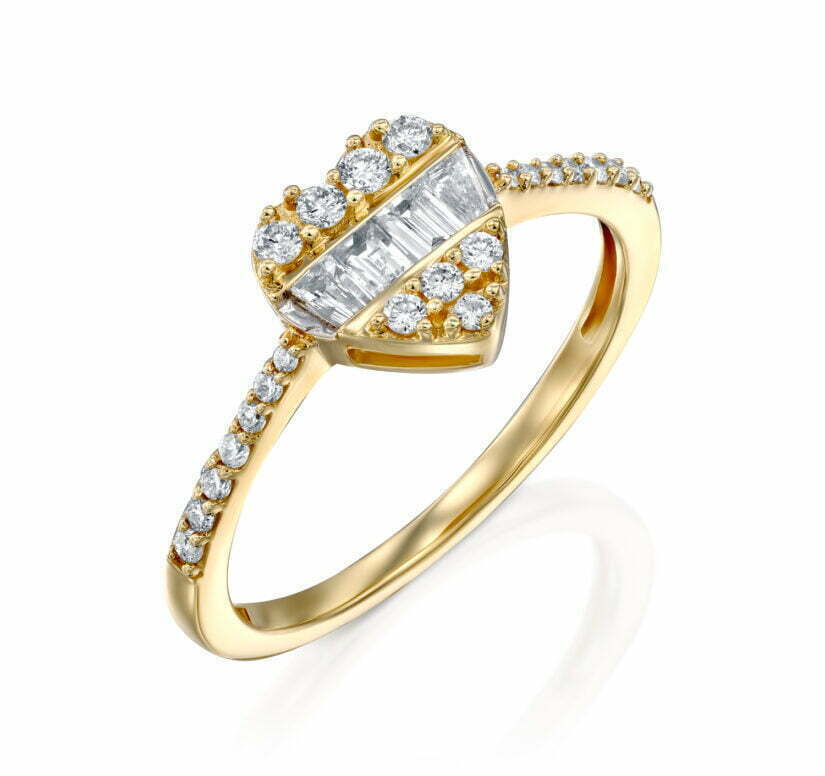 טבעת לב יהלומים, זהב 14K משובצת 0.33 קראט יהלומים, דגם RDSRF25581
