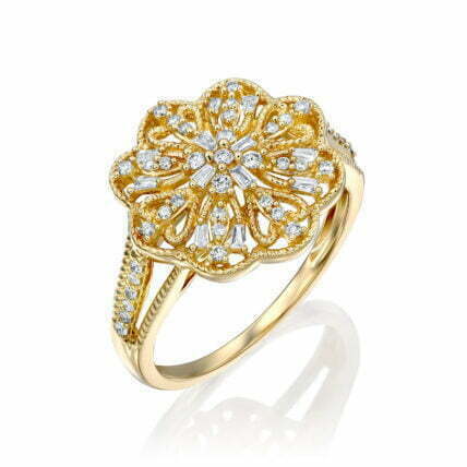 טבעת יהלומים, זהב 14K משובצת 0.33 קראט יהלומים, דגם RDSRF25582