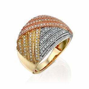 טבעת יהלומים בשלושה צבעים של זהב 14K, משובצת 0.50 קראט יהלומים, דגם RDSRF25601