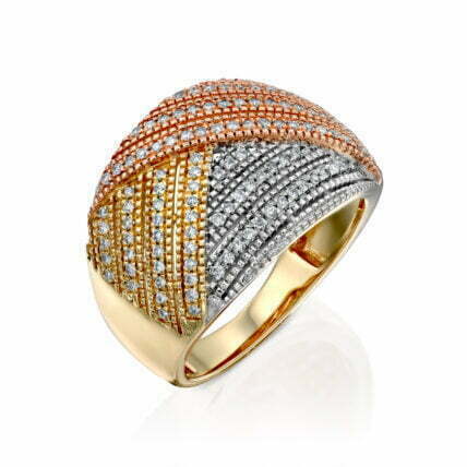 טבעת יהלומים בשלושה צבעים של זהב 14K, משובצת 0.50 קראט יהלומים, דגם RDSRF25601