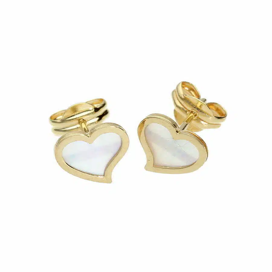 עגילי לב לילדות, זהב 14 קראט/סוגר 14 קראט, E32744