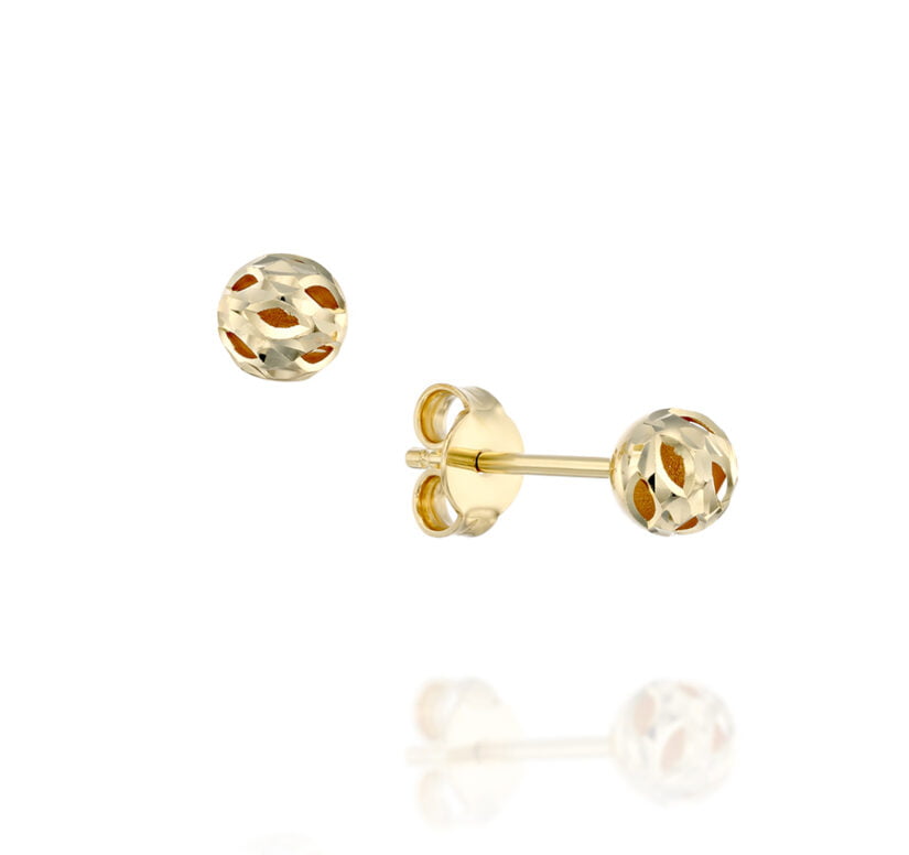 עגילי זהב צמודים – כדור קטן, דגם E-AWH0229-1