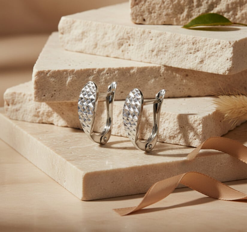 עגילי זהב 14K, דגם E-CAS0376-3