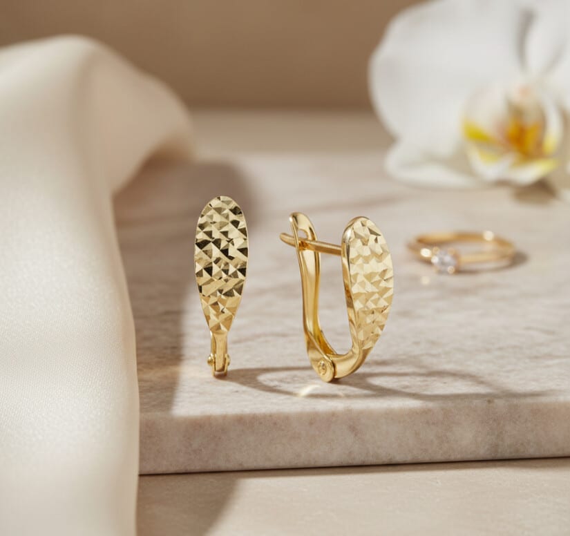 עגילי זהב 14K, דגם E-CAS0376-3