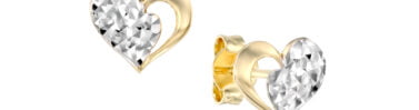 עגילי זהב לב, זהב 14K, דגם E-CSW0639-1
