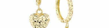 עגילי חישוק עם תליון לב, זהב 14K, קוטר 10 מ"מ, דגם E-JAVI000018-1