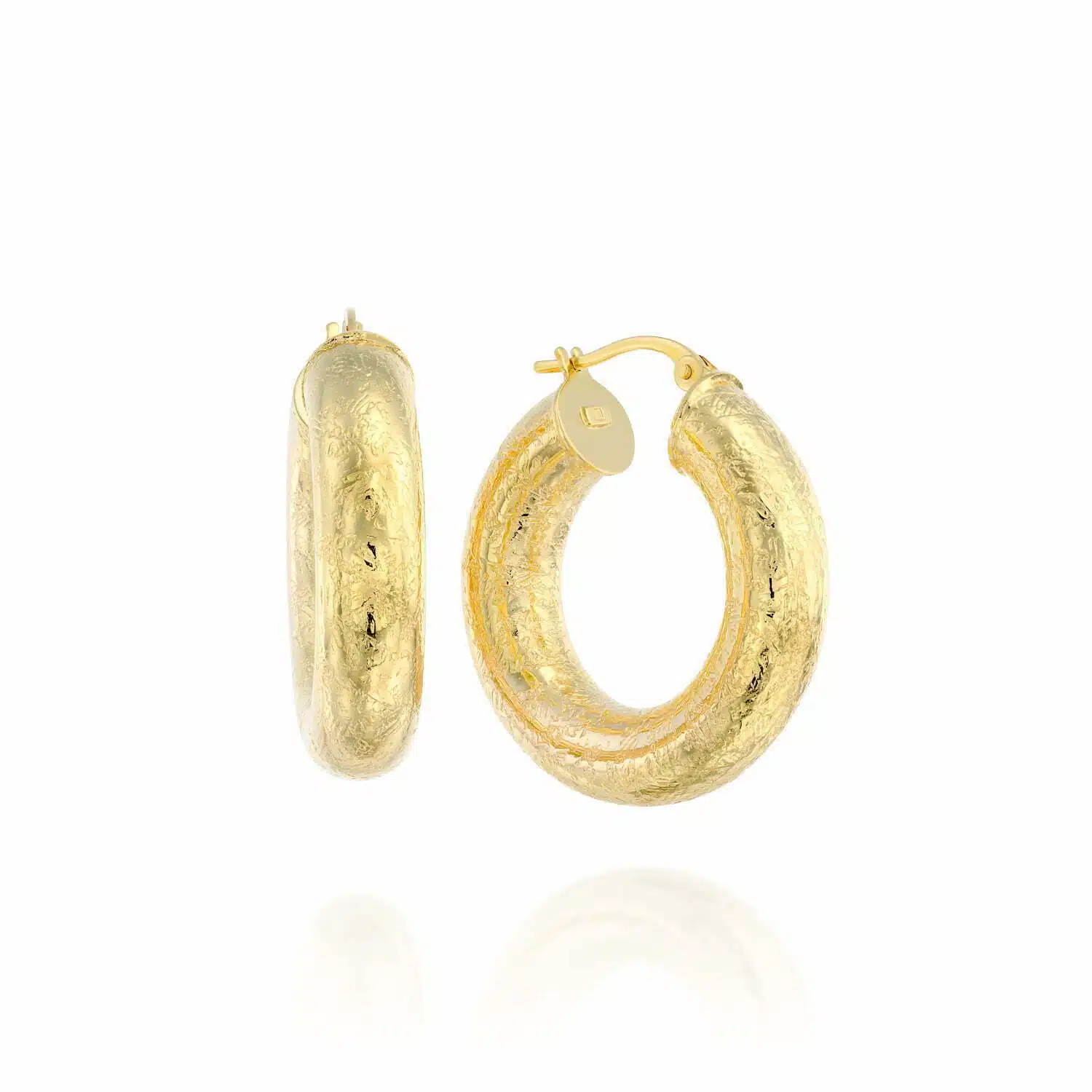 עגילי חישוק, 14K זהב, קוטר פנימי 15 מ