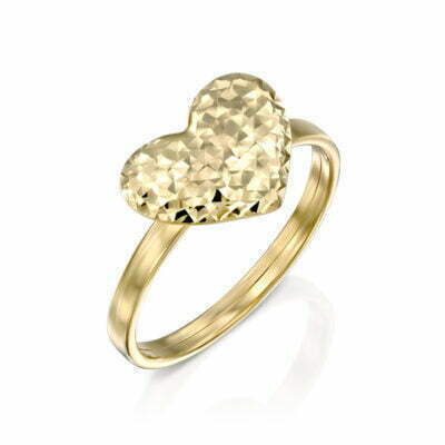 טבעת זהב צהוב 14K צורת לב עם שילוב חיתוך לייזר, דגם R-JCVE000019-Y