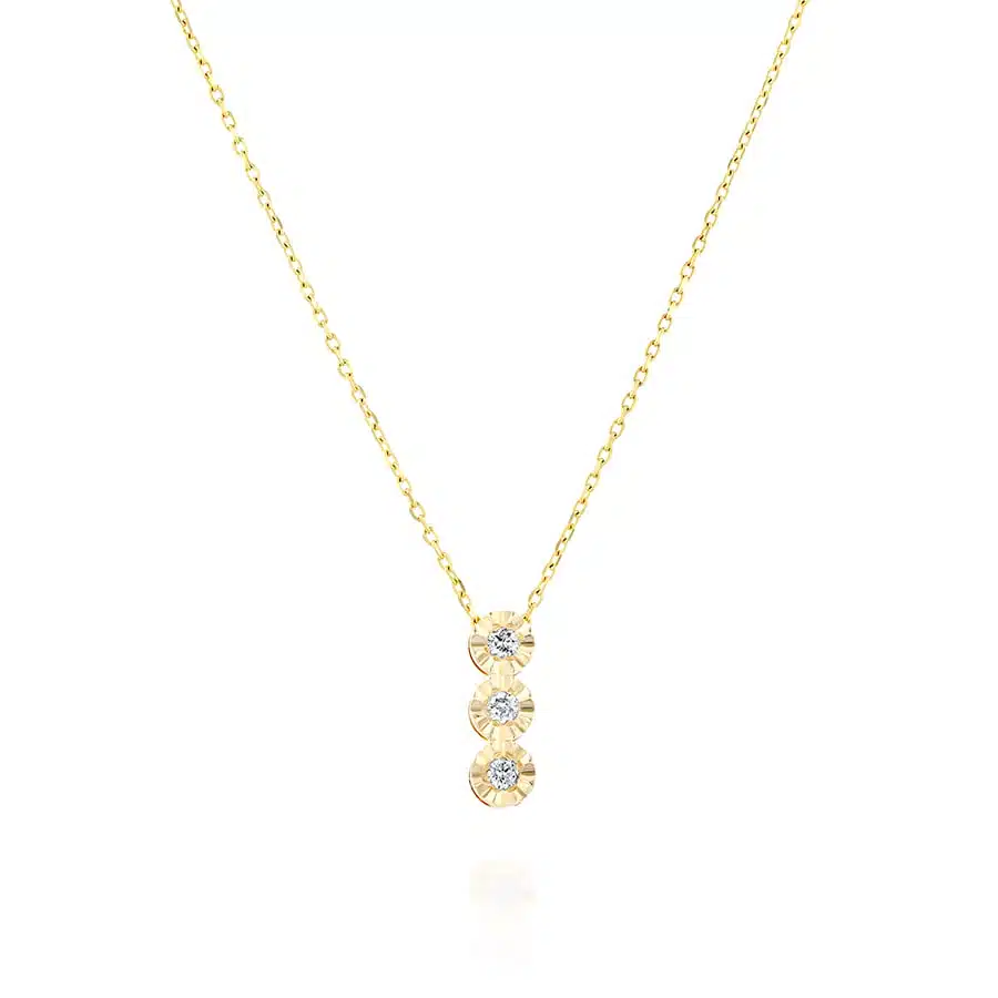 שרשרת ותליון יהלומים ,זהב 14K משובץ 0.05 קראט יהלומים, דגם CD98-3137M007