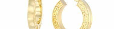 עגילי חישוק עם פס GRECA, זהב צהוב 14K, קוטר 12 מ"מ, דגם E-QAVM000005-1-12MM