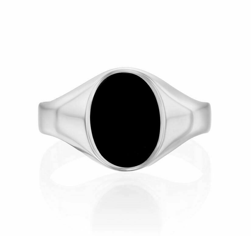 טבעת חותם עם אבן אוניקס שחור, 14K זהב, דגם R277-266359