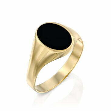 טבעת חותם עם אבן אוניקס שחור, 14K זהב, דגם R277-266359