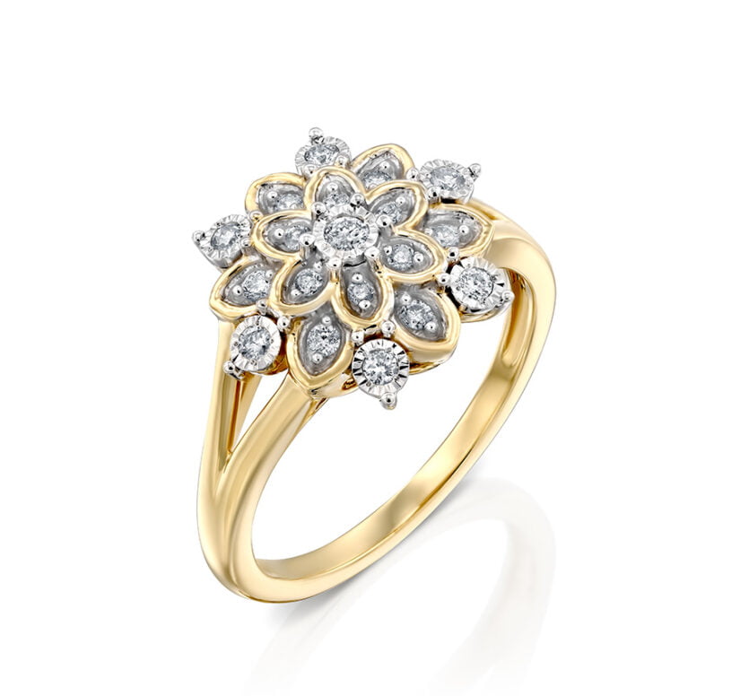 טבעת יהלומים, זהב 14K משובצת 0.20 קראט יהלומים, דגם RDRF19115