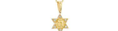תליון מגן דוד עם "חי" משובץ יהלומים, זהב 14k, דגם PD1331A
