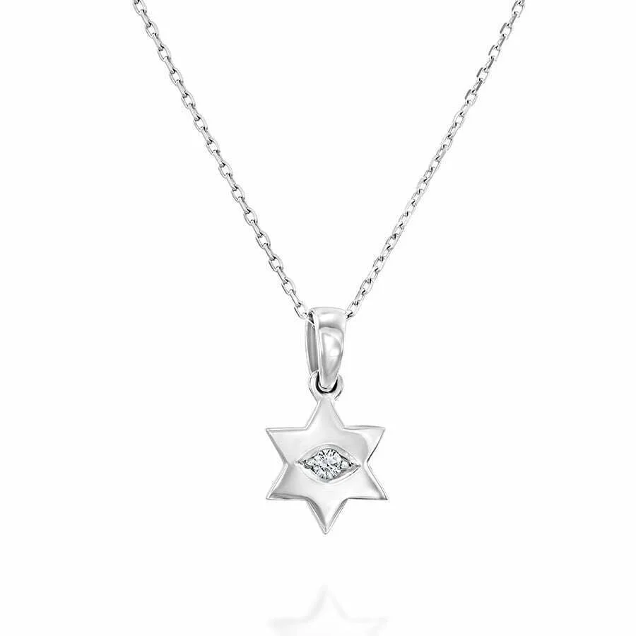 תליון מגן דוד משובץ יהלומים, זהב 18K, משובץ 0.02 קראט יהלומים, דגם PD210