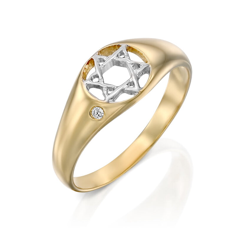 טבעת מגן דוד משובצת יהלומים, זהב 14K,דגם RD2279