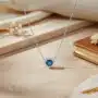 שרשרת בצורת לב עם אבן בלו טופז ויהלומים, זהב 14K, דגם CD3650BT