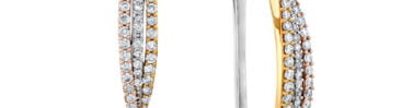 עגילי יהלומים מזהב משולב K14, משובצים 1.00 קראט יהלומים, דגם EDSEF30359