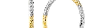 עגילי חישוק זהב משולב צהוב ולבן 14K, קוטר פנימי 30 מ"מ, דגם E-EAT0097-1-30MM