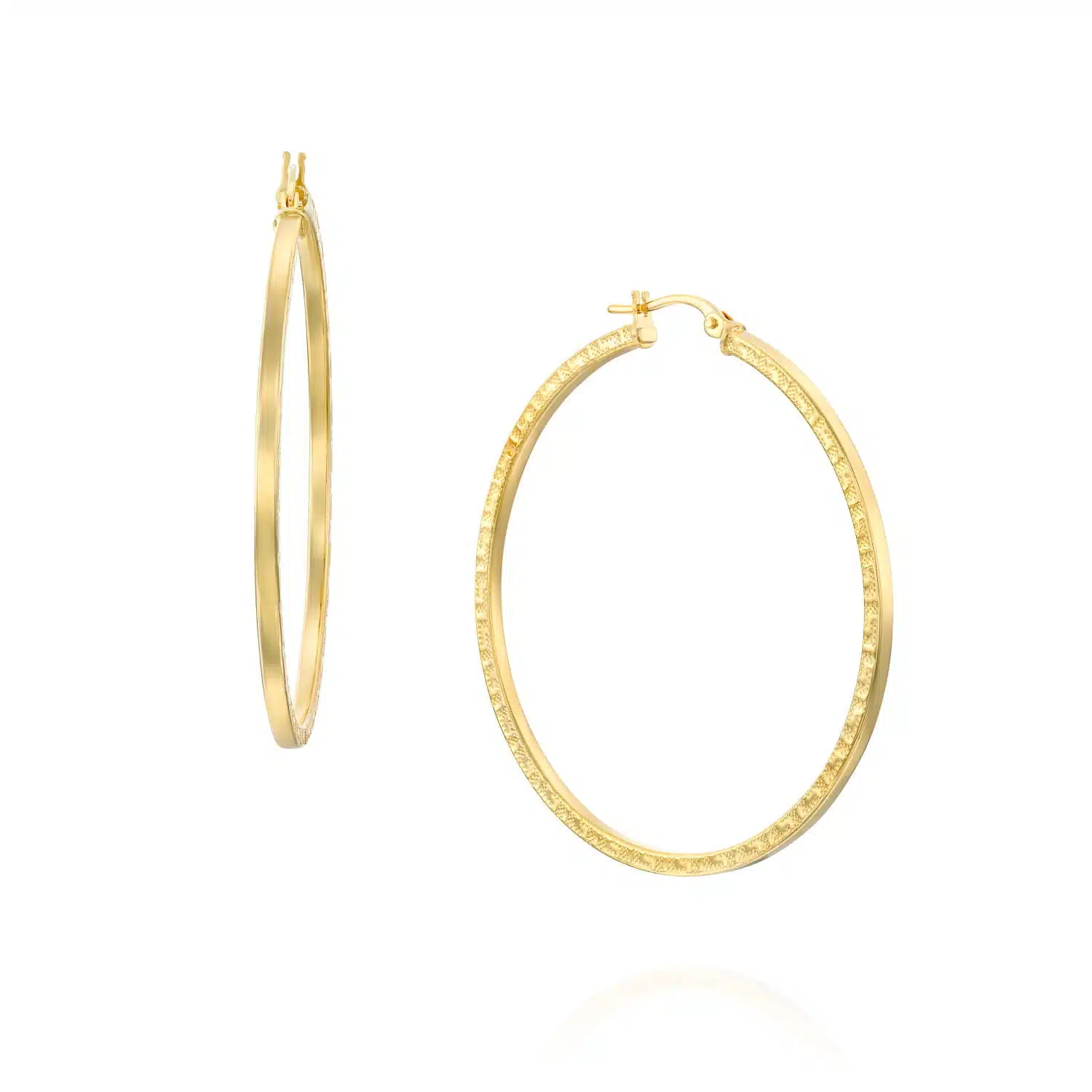 עגילי חישוק זהב 14K, קוטר פנימי 35 מ