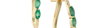 עגילי אמרלד ויהלומים, זהב K14, דגם ED3938EM