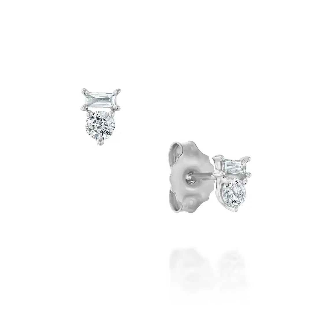 עגילי יהלומים מזהב K14, משובצים 0.21 קראט יהלומים, דגם EDSEF30482