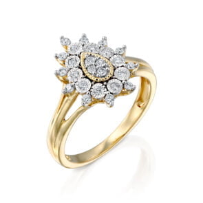 טבעת יהלומים, זהב 14K משובצת 0.25 קראט יהלומים, דגם RDRF19114