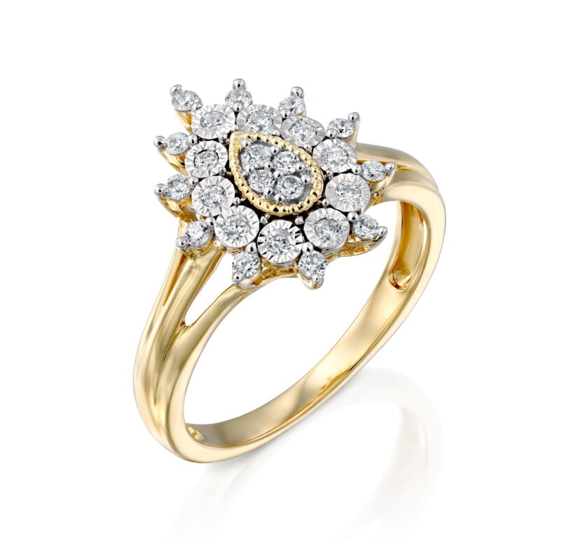 טבעת יהלומים, זהב 14K משובצת 0.25 קראט יהלומים, דגם RDRF19114