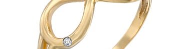 טבעת יהלום בצורת אינפיניטי, זהב 14K משובצת 0.01 קראט יהלומים, דגם RD2763
