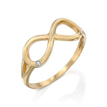 טבעת יהלום בצורת אינפיניטי, זהב 14K משובצת 0.01 קראט יהלומים, דגם RD2763