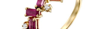 טבעת אבן רובי ויהלומים, זהב צהוב K14, משובצת 0.06 קראט יהלומים, דגם RD3732