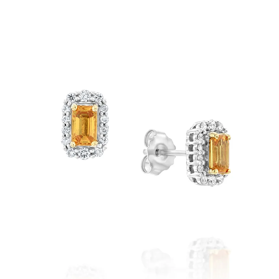 עגילי ספיר צהוב ויהלומים, 14K זהב, דגם EDSEF32721YELLOW