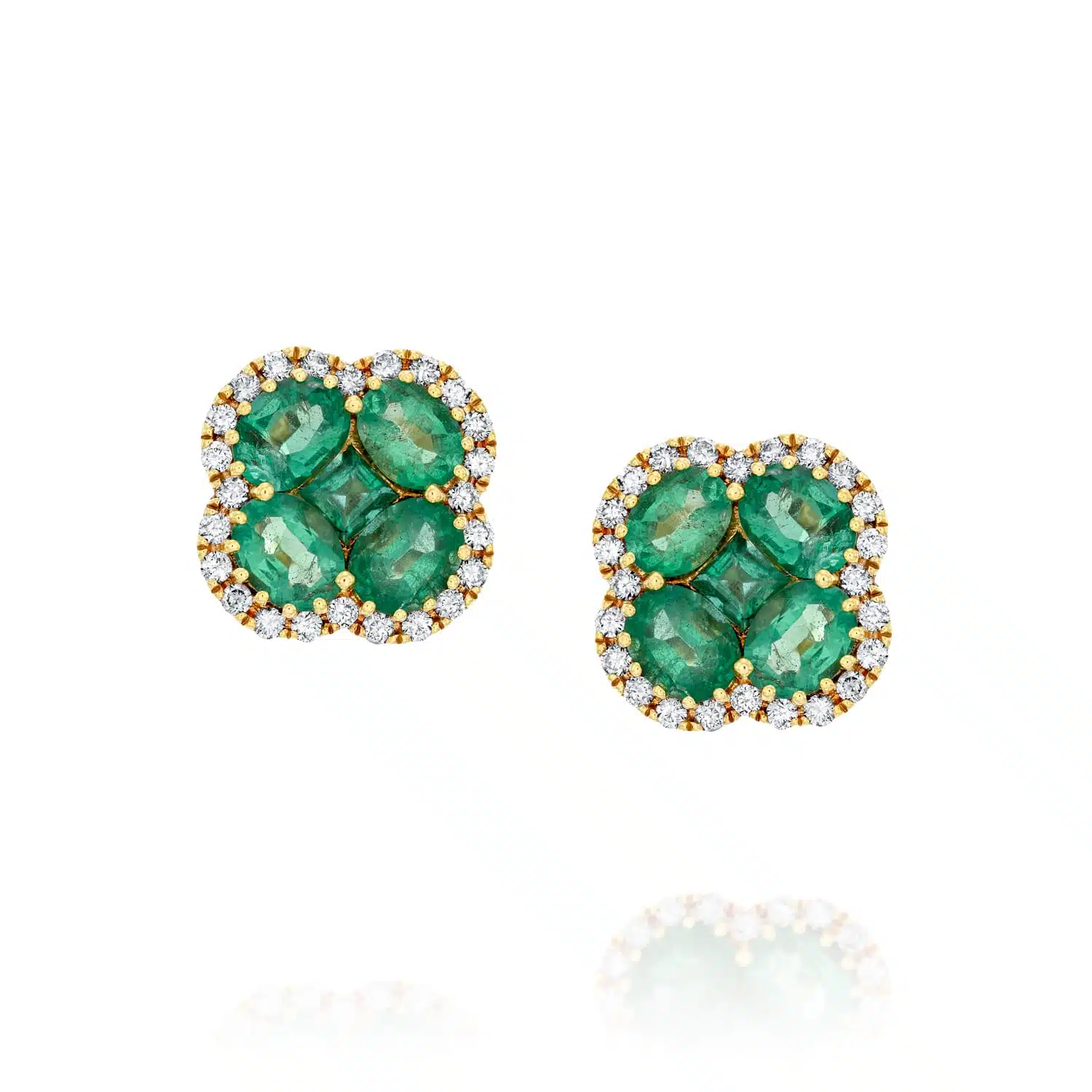 עגילי אמרלד ויהלומים, 14K זהב, דגם SE046508KB