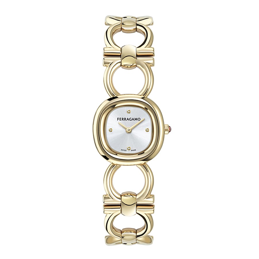 שעון Ferragamo מקולקציית Double Gancini Jewel עם יהלומים, שעון לאישה ,דגם SFZA01125